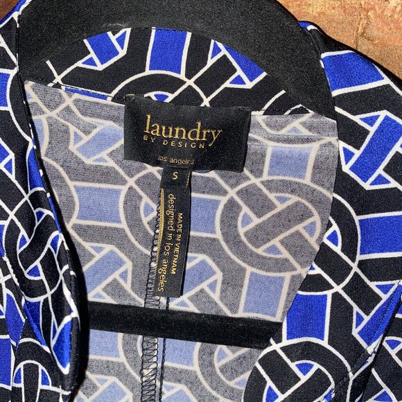 Laundry by Design Blue Black Geometric Mini Dress Women's Size Small - Picture 5 of 7